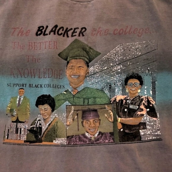 Vintage Black College, Better Knowledge Men's Medium Single Stitch Graphic Shirt - Picture 3 of 7